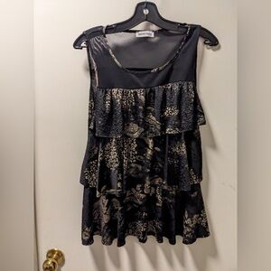 Marie Claire Black and Gold Patterned Blouse